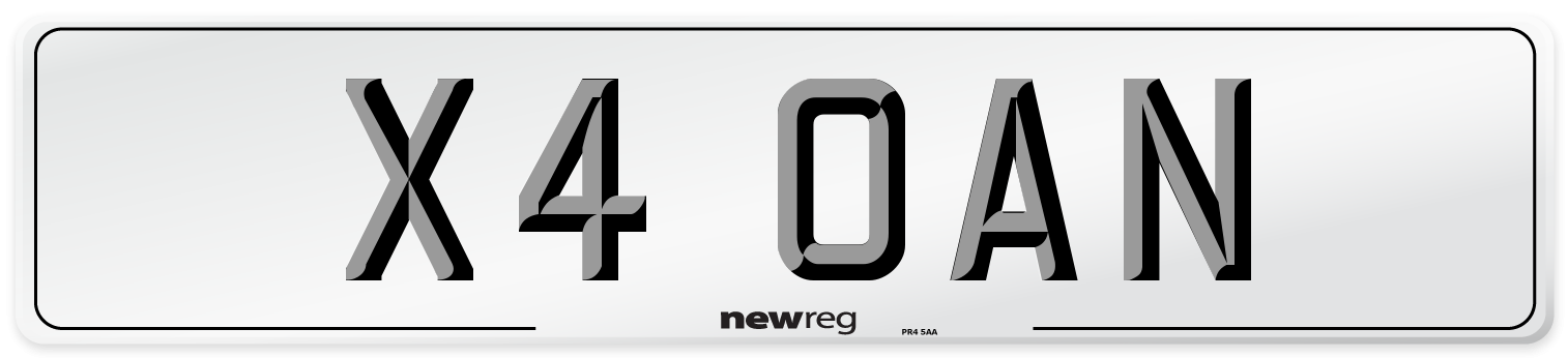 X4 OAN Number Plate from New Reg